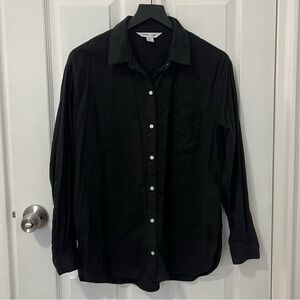 Old Navy Women’s linen cotton Black Casual Button Down boyfriend Shirt medium